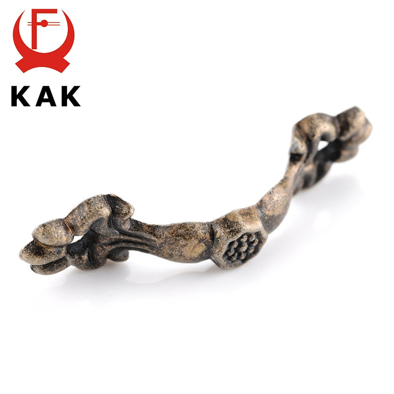 KAK 10pcs Box Handle 43*10MM Zinc Alloy Knob Tracery Bronze Tone Antique Pulls For Drawer Wooden Jewelry Box Furniture Hardware - KiwisLove