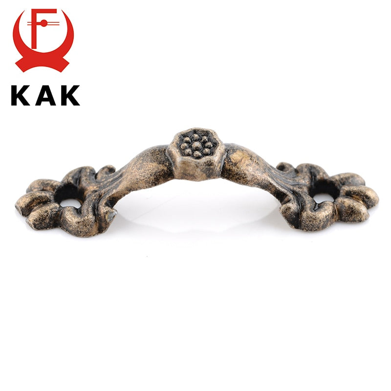 KAK 10pcs Box Handle 43*10MM Zinc Alloy Knob Tracery Bronze Tone Antique Pulls For Drawer Wooden Jewelry Box Furniture Hardware - KiwisLove