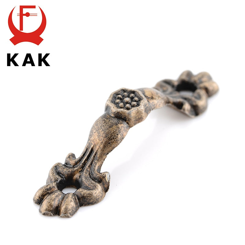 KAK 10pcs Box Handle 43*10MM Zinc Alloy Knob Tracery Bronze Tone Antique Pulls For Drawer Wooden Jewelry Box Furniture Hardware - KiwisLove