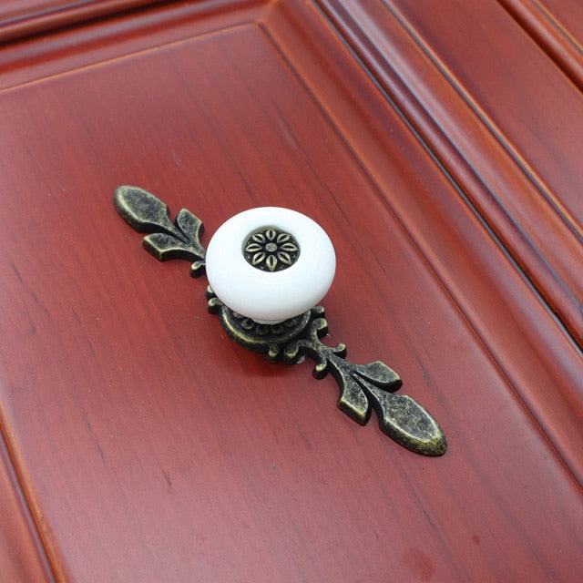 Antique Bronze Ceramic Drawer Knobs Cabinet Cupboard Handles - KiwisLove