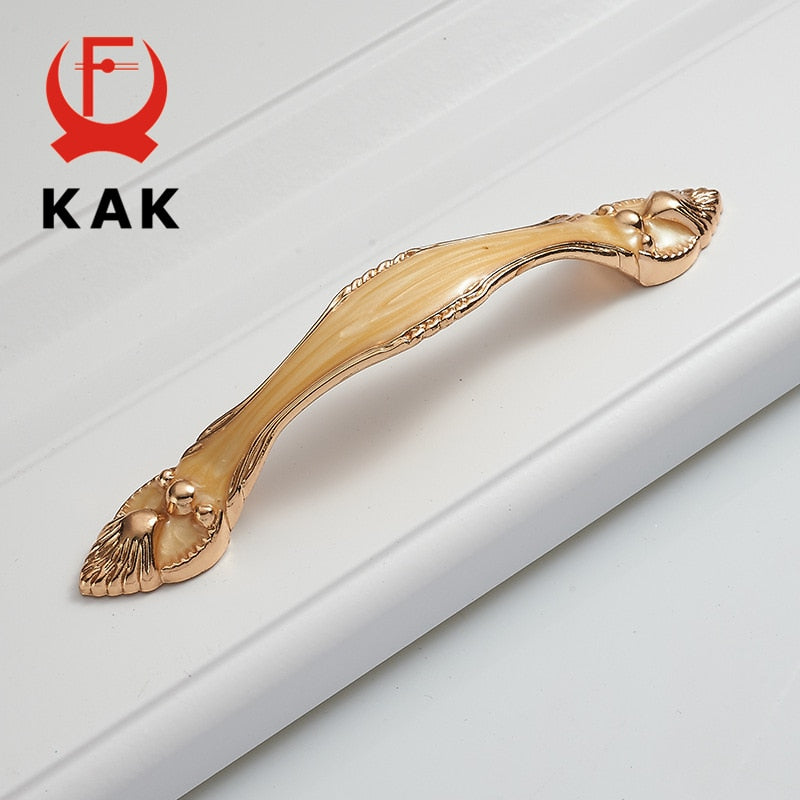 KAK Aluminium Alloy Amber Wardrobe Door Handles 96MM 128MM Drawer Knobs Cupboard Door Handles Pulls Pastoral Furniture Handle - KiwisLove