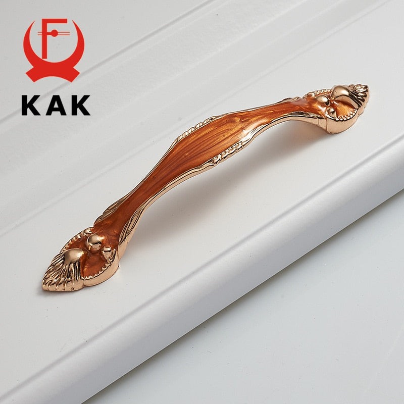 KAK Aluminium Alloy Amber Wardrobe Door Handles 96MM 128MM Drawer Knobs Cupboard Door Handles Pulls Pastoral Furniture Handle - KiwisLove