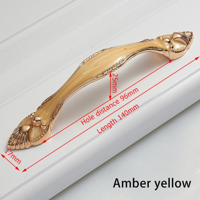 KAK Aluminium Alloy Amber Wardrobe Door Handles 96MM 128MM Drawer Knobs Cupboard Door Handles Pulls Pastoral Furniture Handle - KiwisLove