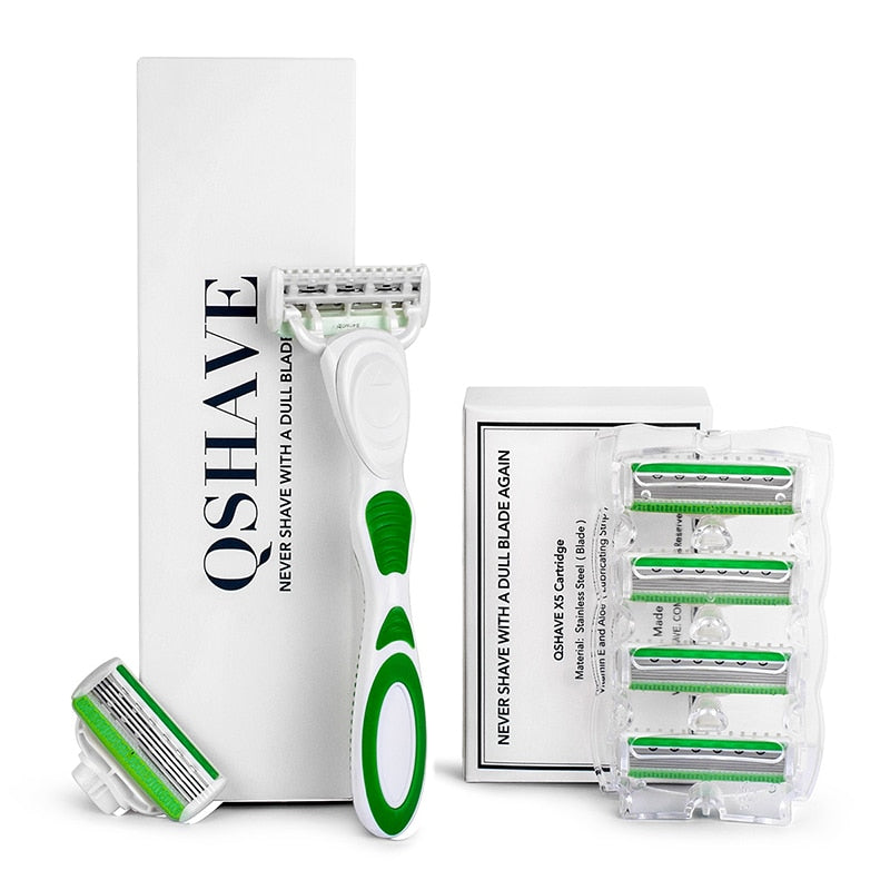 QShave Women Bikini Leg Hair Removal Razor + 6 Pcs X5 Blade - KiwisLove