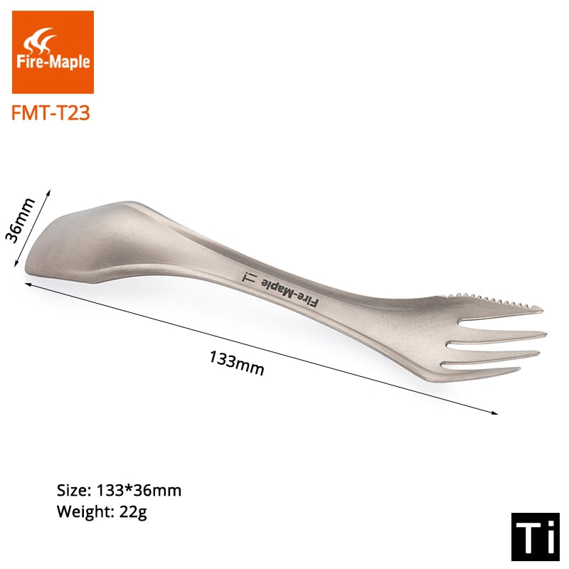Fire Maple 3 In 1 Titanium Fork Cutlery Spork FMT-T23 Lightweight Portable Camping - KiwisLove