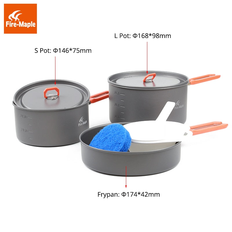 Fire Maple Feast  Picnic Pot Pan Set Foldable 2 Pots 1 Frypan FMC-F3 - KiwisLove