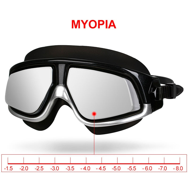 Copozz myopia Swimming Goggles Anti Fog UV Eyewear Silicon Mirrored - KiwisLove