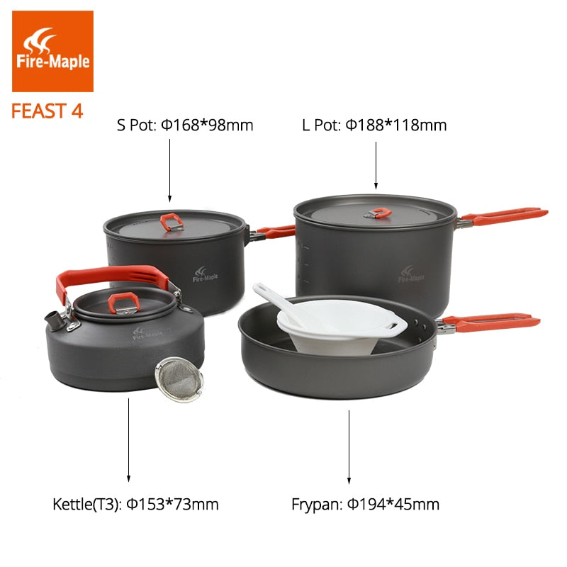 Fire Maple Frypan  Kettle  2 Pots and more Set Foldable Handle Feast - KiwisLove