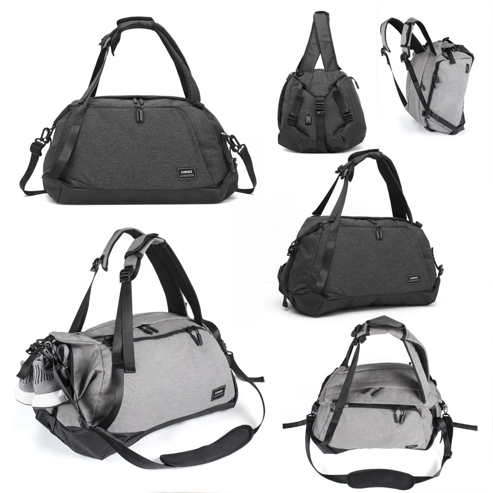 COPOZZ Gym Bag USB Charging Shoe Compartment 35-55L Capacity Gray - KiwisLove