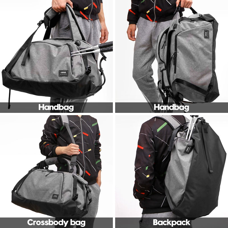 COPOZZ Gym Bag USB Charging Shoe Compartment 35-55L Capacity Gray - KiwisLove