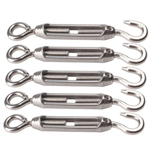 5PCS M4 Stainless Steel 304 Hook Eye Turnbuckle Wire Rope Tension - KiwisLove