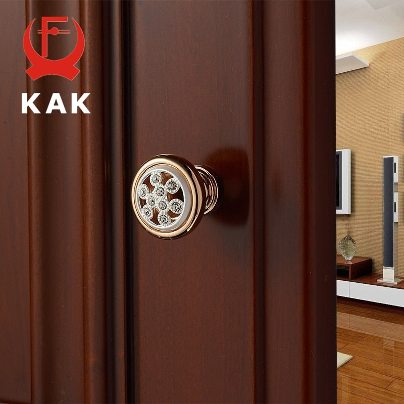 Champagne Gold Door Handles With Diamond Luxury Zinc Alloy - KiwisLove