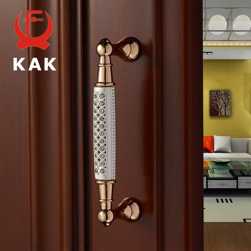 Champagne Gold Door Handles With Diamond Luxury Zinc Alloy - KiwisLove