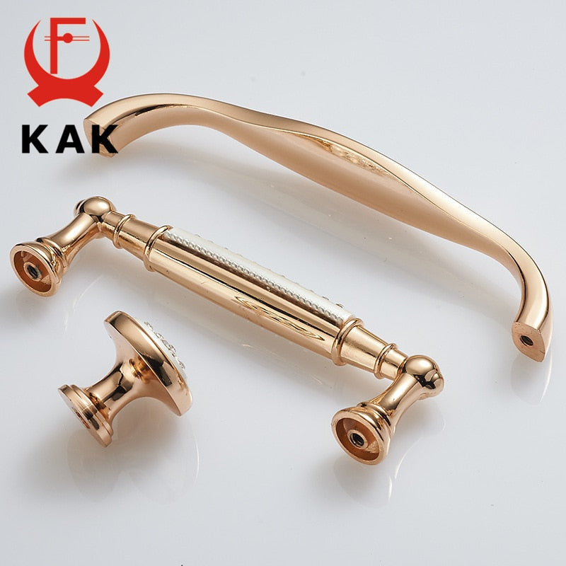 Champagne Gold Door Handles With Diamond Luxury Zinc Alloy - KiwisLove