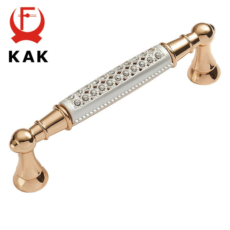 Champagne Gold Door Handles With Diamond Luxury Zinc Alloy - KiwisLove