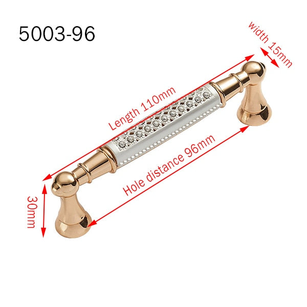 Champagne Gold Door Handles With Diamond Luxury Zinc Alloy - KiwisLove