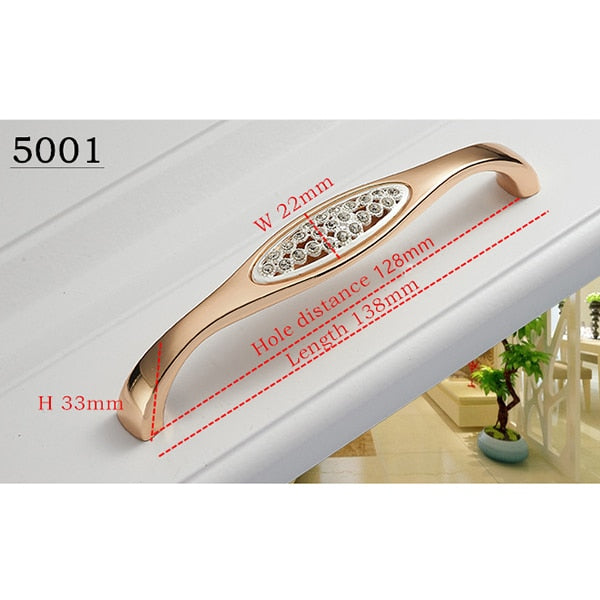 Champagne Gold Door Handles With Diamond Luxury Zinc Alloy - KiwisLove