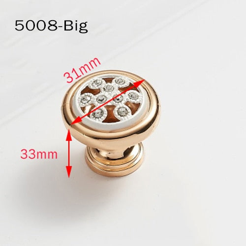 Champagne Gold Door Handles With Diamond Luxury Zinc Alloy - KiwisLove