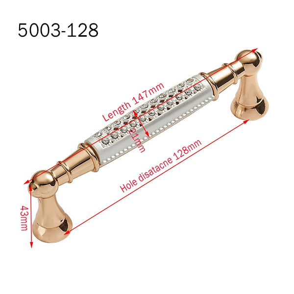 Champagne Gold Door Handles With Diamond Luxury Zinc Alloy - KiwisLove