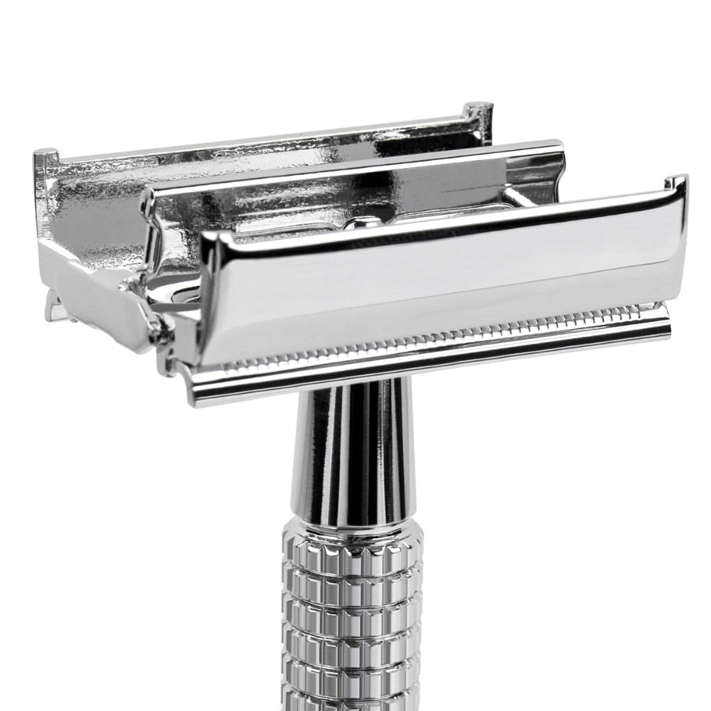 QSHAVE 8.7cm Short Handle Classic Safety Razor with 5 blades - KiwisLove