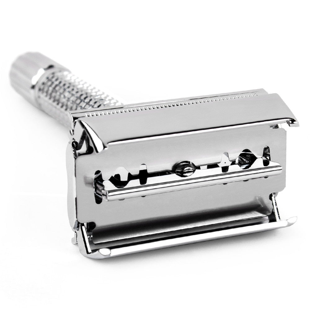 QSHAVE 8.7cm Short Handle Classic Safety Razor with 5 blades - KiwisLove