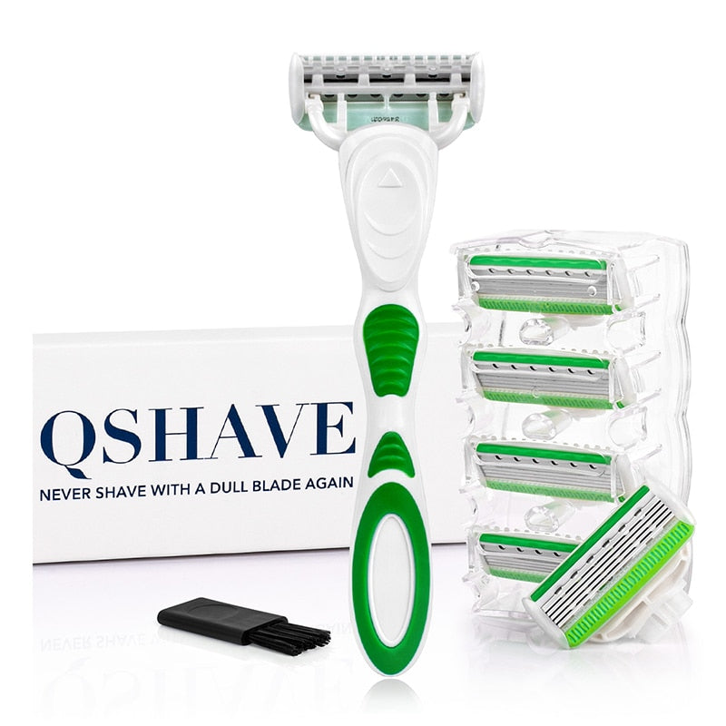 QShave Women Bikini Leg Hair Removal Razor + 6 Pcs X5 Blade - KiwisLove