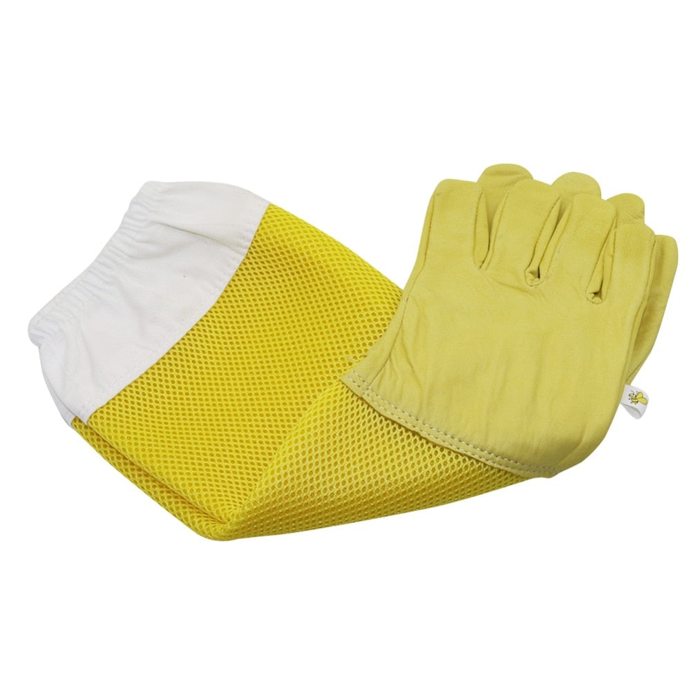 Beekeeping Gloves Sheepskin Breathable Material Bee Tools Mesh Hollow - KiwisLove