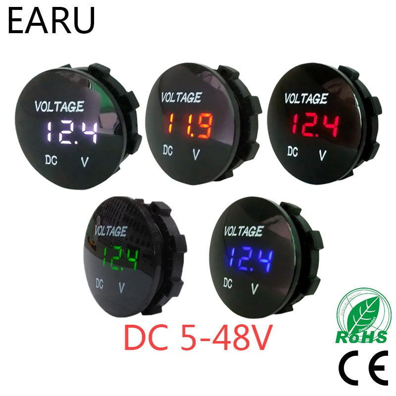 Auto Boat Car LED Panel Mini Digital Volt Voltage Meter Tester Motorcycle - KiwisLove