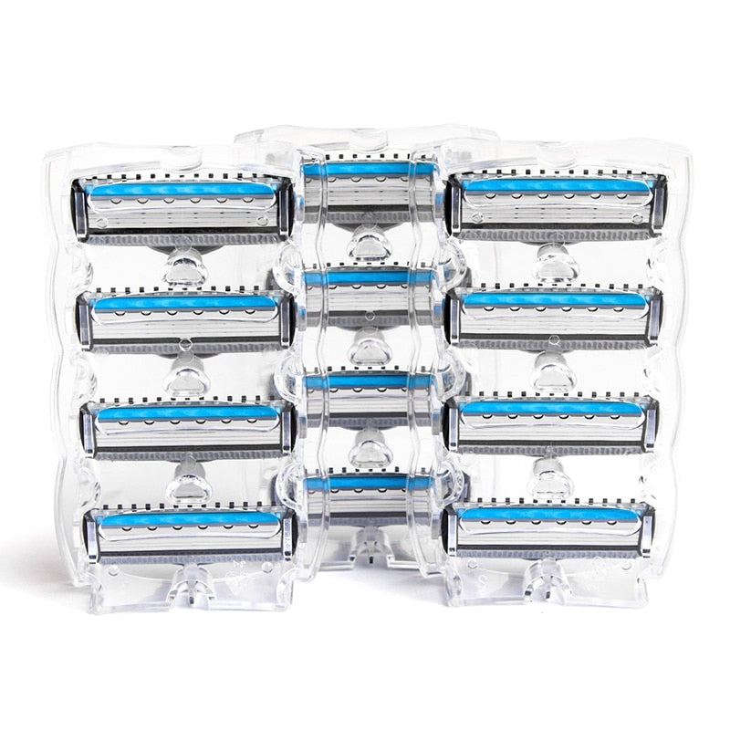 QShave Blue Series Blade  Razor Refill 12 Cartridges (Only Blades No Handle) - KiwisLove