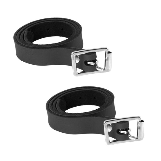 2pcs Horse Riding Leather Spur Straps with Alloy Buckle Equestrian Black 50 x 1.3 x 0.2cm - KiwisLove