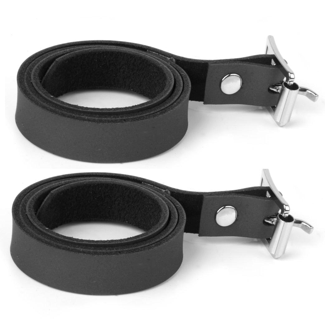 2pcs Horse Riding Leather Spur Straps with Alloy Buckle Equestrian Black 50 x 1.3 x 0.2cm - KiwisLove