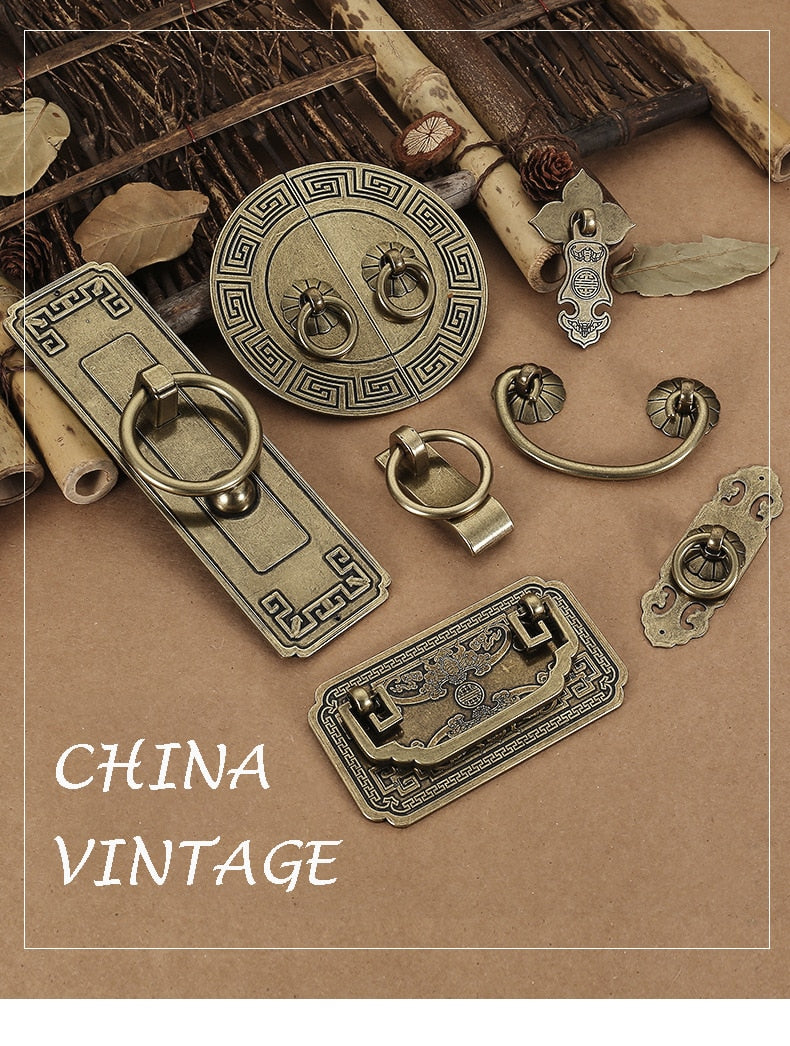 Vintage Antique Bronze Cabinet Handles Chinese Style - KiwisLove